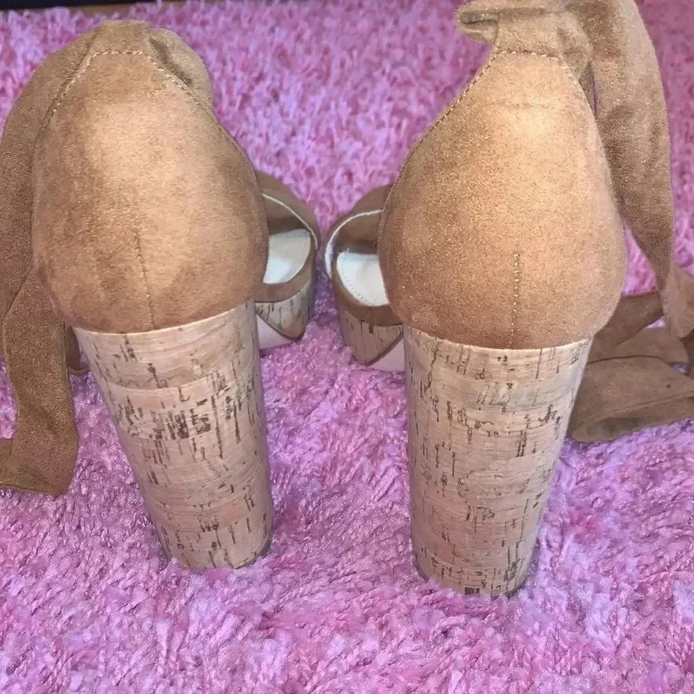 Forever21 Cork Heel Tie Up Pumps